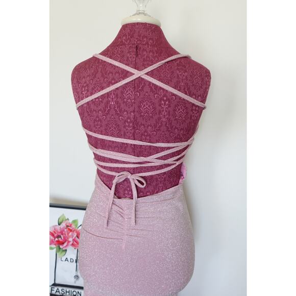 Pink glitter bodycon strappy dress Size Medium - Picture 1 of 10